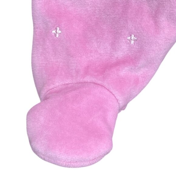 Disney Winnie the Pooh Embroidered Baby Velour Snowsuit Pink Bunting Zip-0-3 mos - Picture 4 of 16